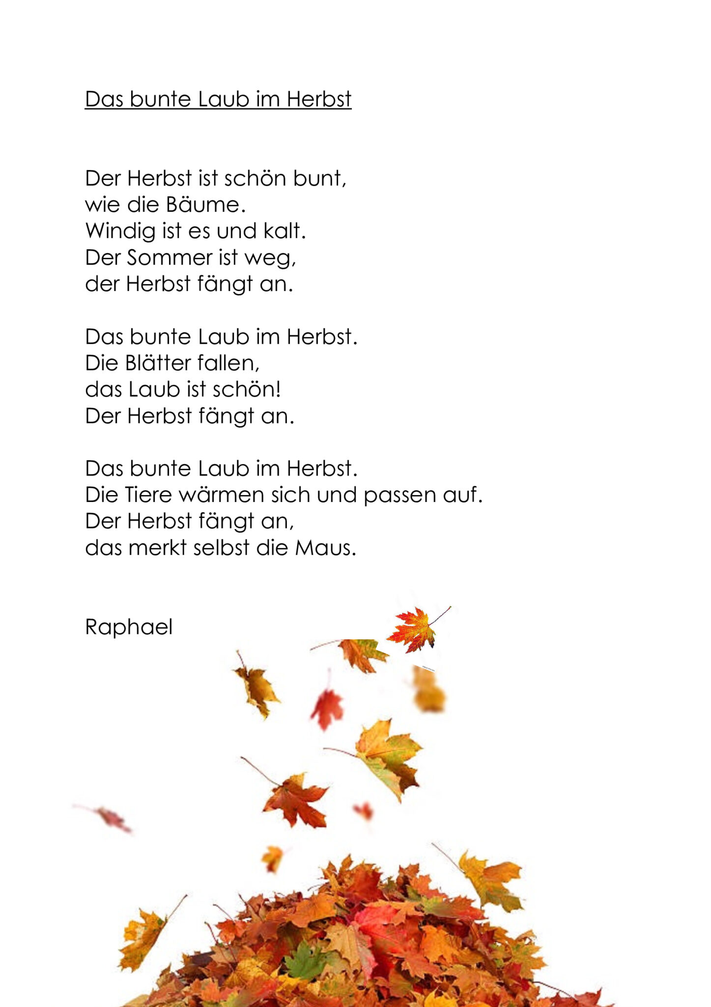 Herbst Gedichte Fanny Koenig Grundschule