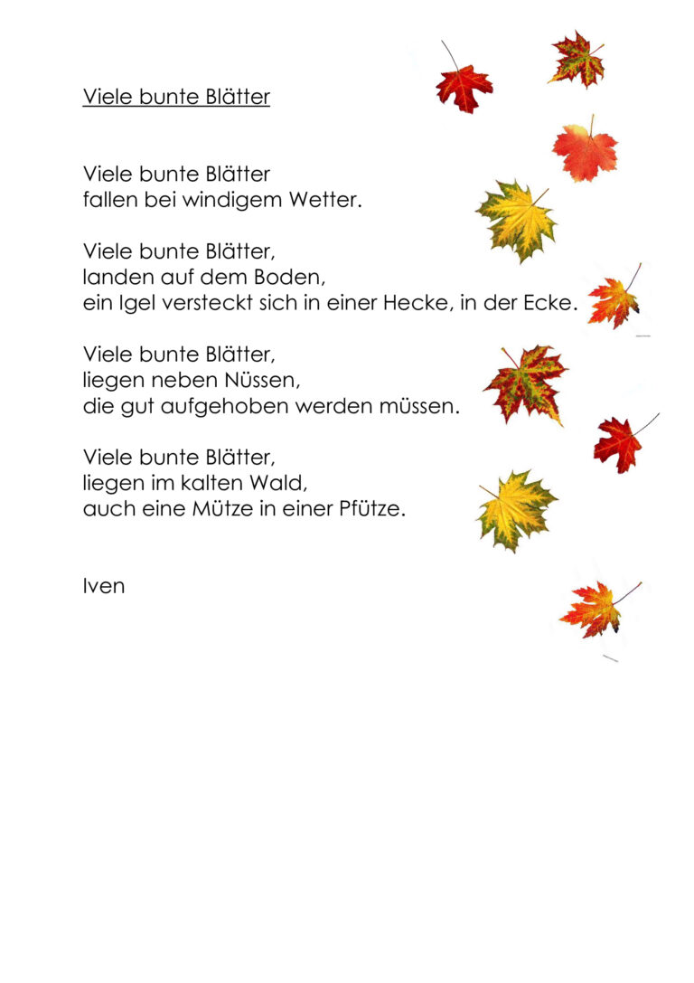Kommt Der Herbst Mit Bunter Pracht Herbst – Gedichte – Fanny Koenig Grundschule